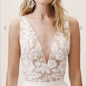 White Floral Embroidered V-Neck Women's Dress